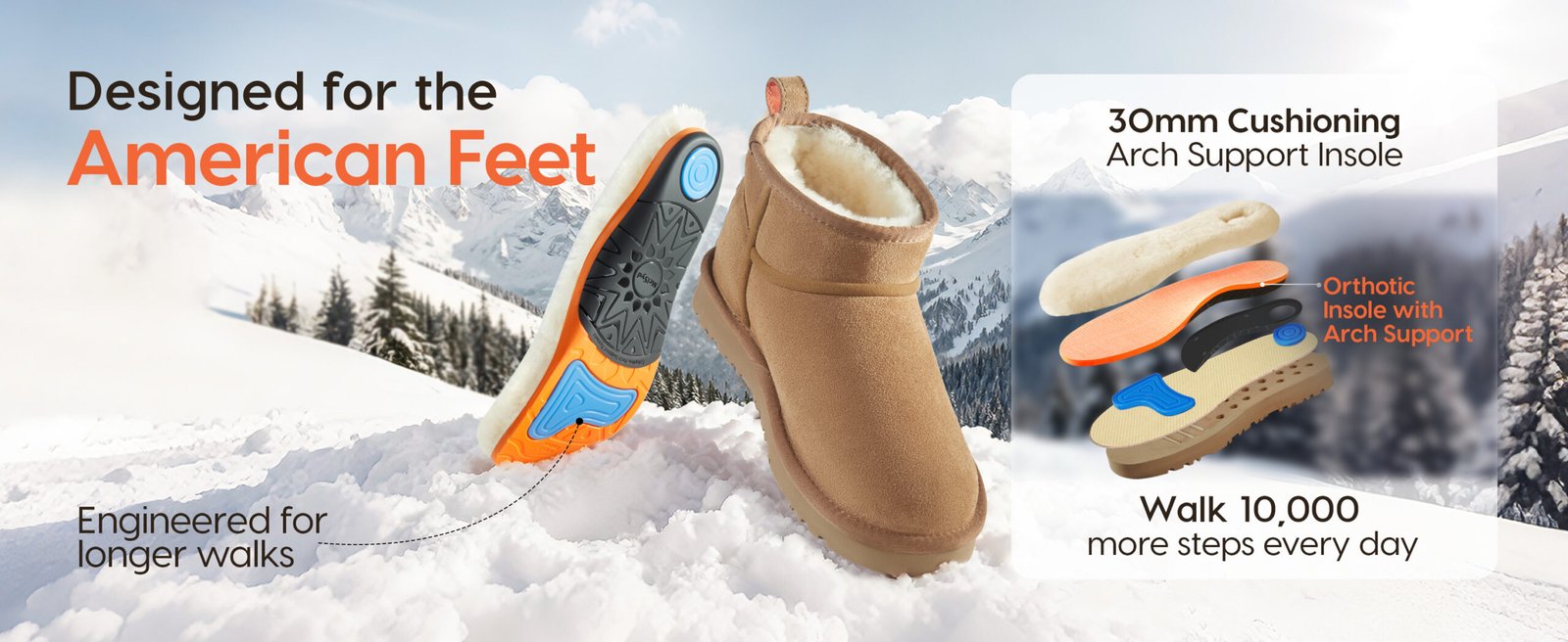 MelSyd memory foam arch support system for sheepskin boots